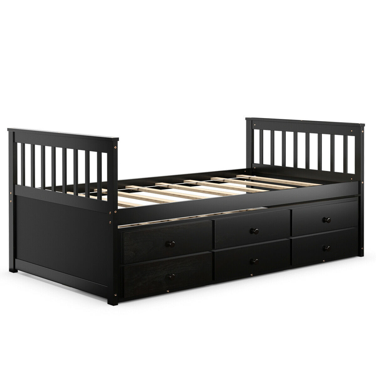 Costway Twin Captain S Bed Bunk, Twin Size Captains Bed