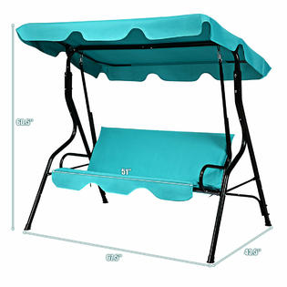 Costway Op3101bl Patio 3 Seats Canopy Swing Glider Hammock