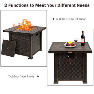 Btu Square Propane Fire Pit Table, Square Propane Fire Pit Table