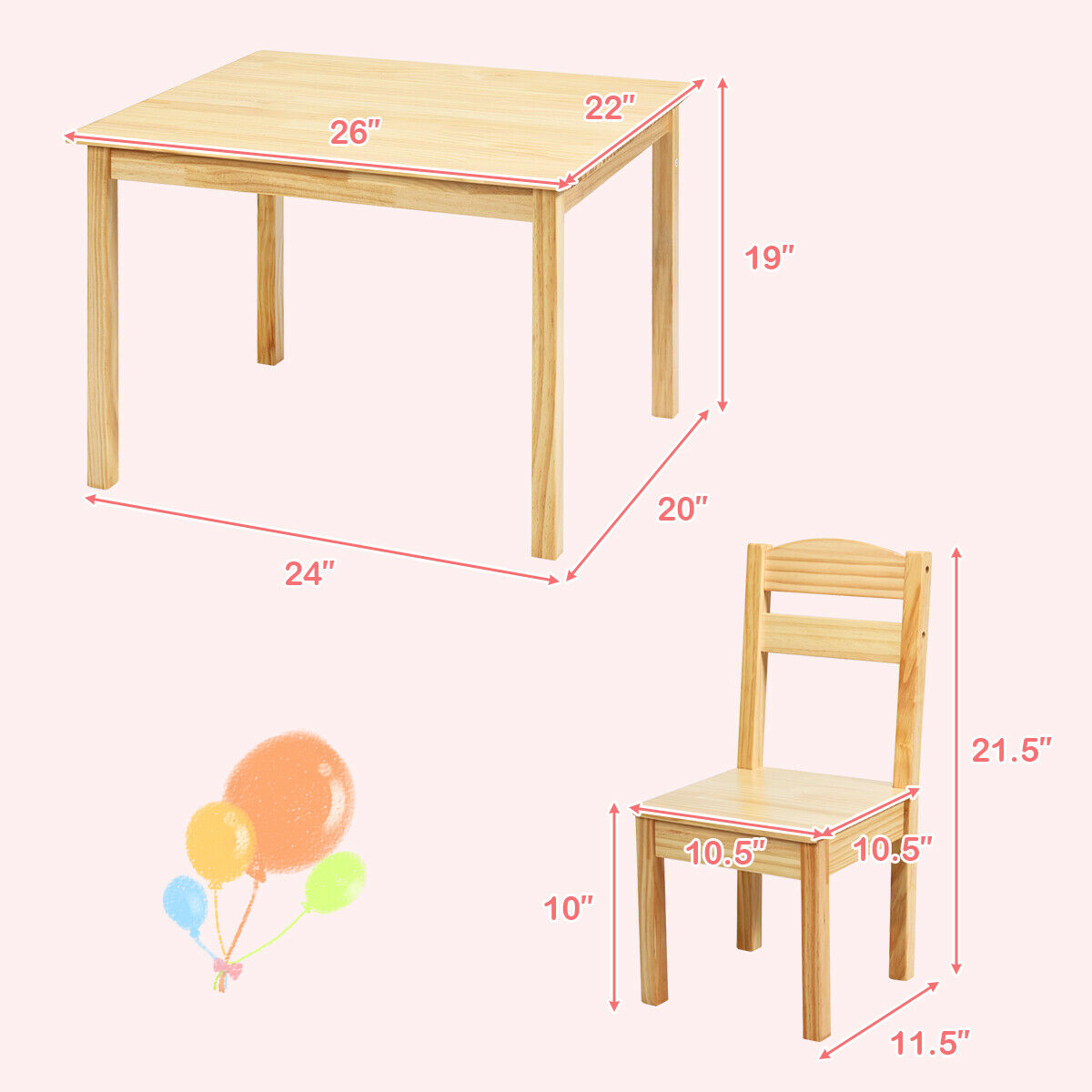childrens wood table and chairs
