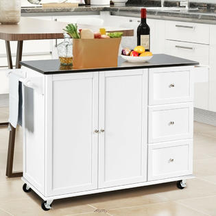 Costway Kitchen Island 2-Door Storage Cabinet Stainless Steel ...