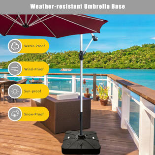 Costway Op70232 Patio Umbrella Stand Base Weight 4 Wheels Water Sand Filled 260lbs W Cross Base