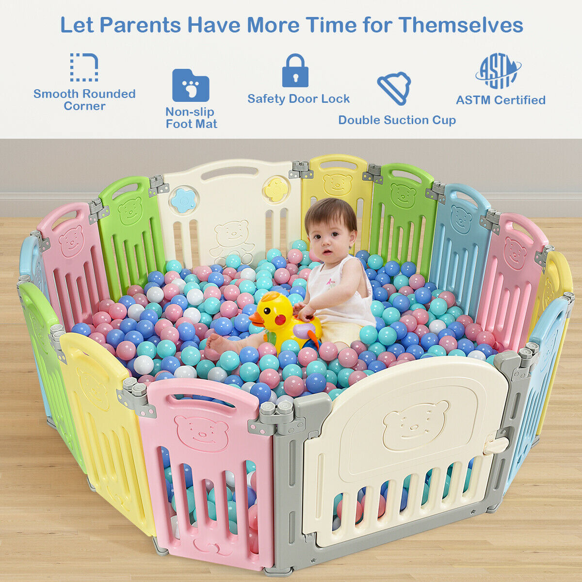 costway 14 panel foldable baby playpen