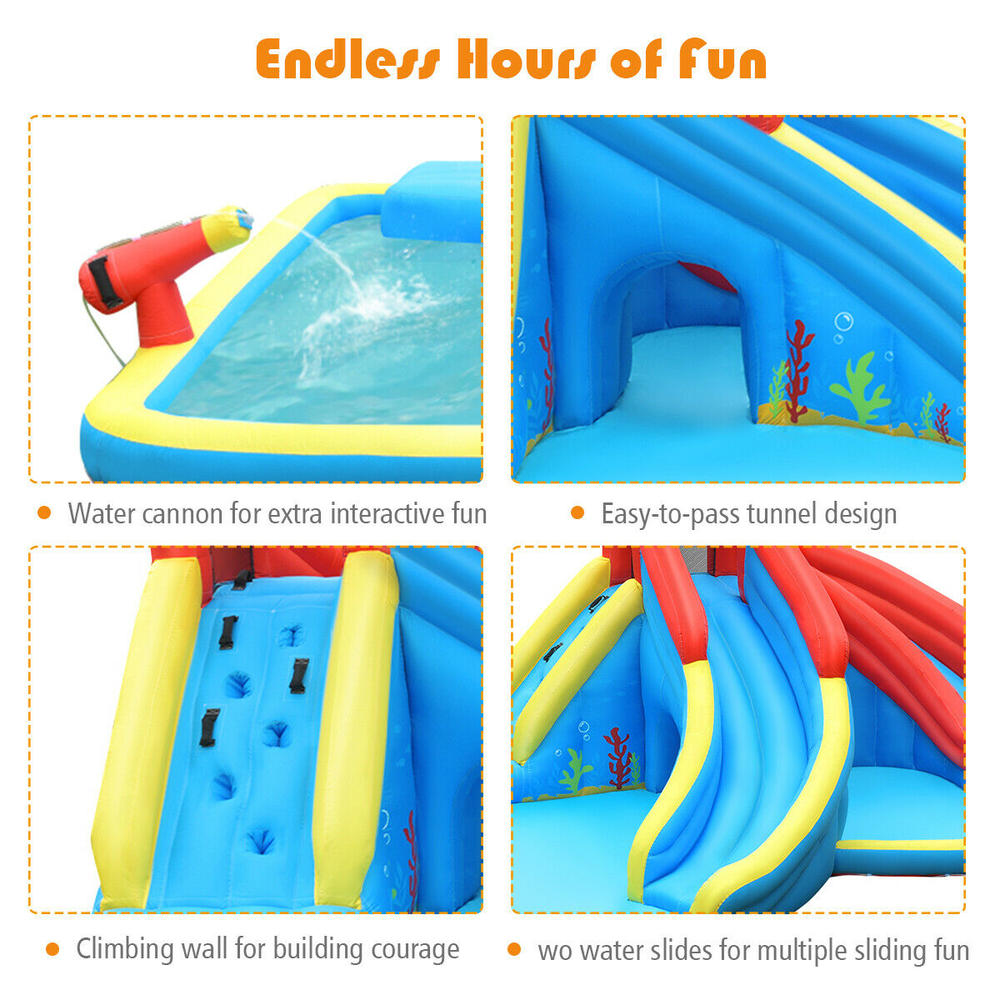 Costway Inflatable Water Slide Crab Dual Slide Bounce House Splash Pool
