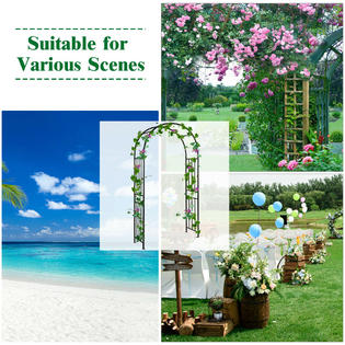 Costway Op70328 7 2ft Garden Arch Steel Arbor Wedding Garden Decoration Climbing Plants W Stakes