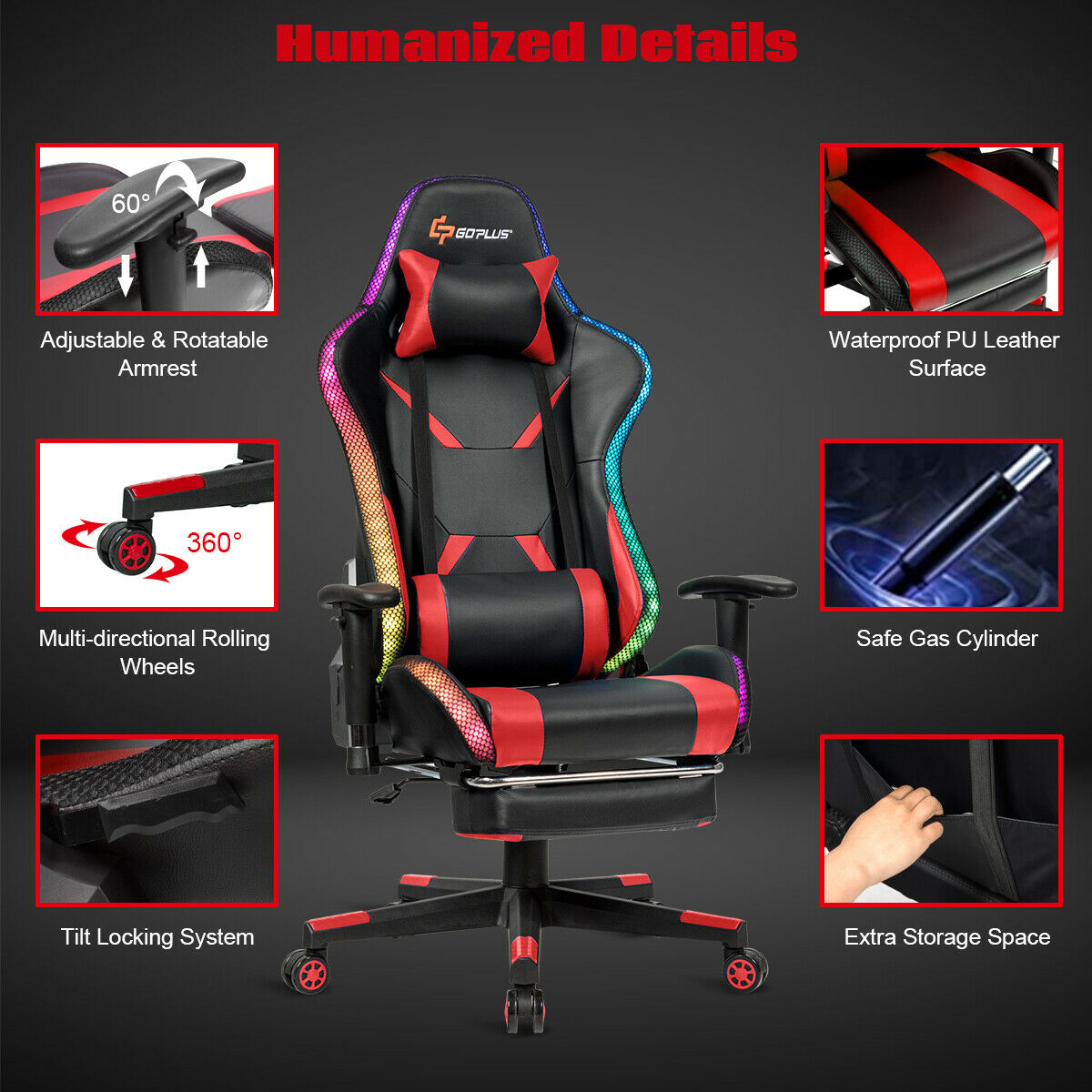 Red led gaming chair Clearance