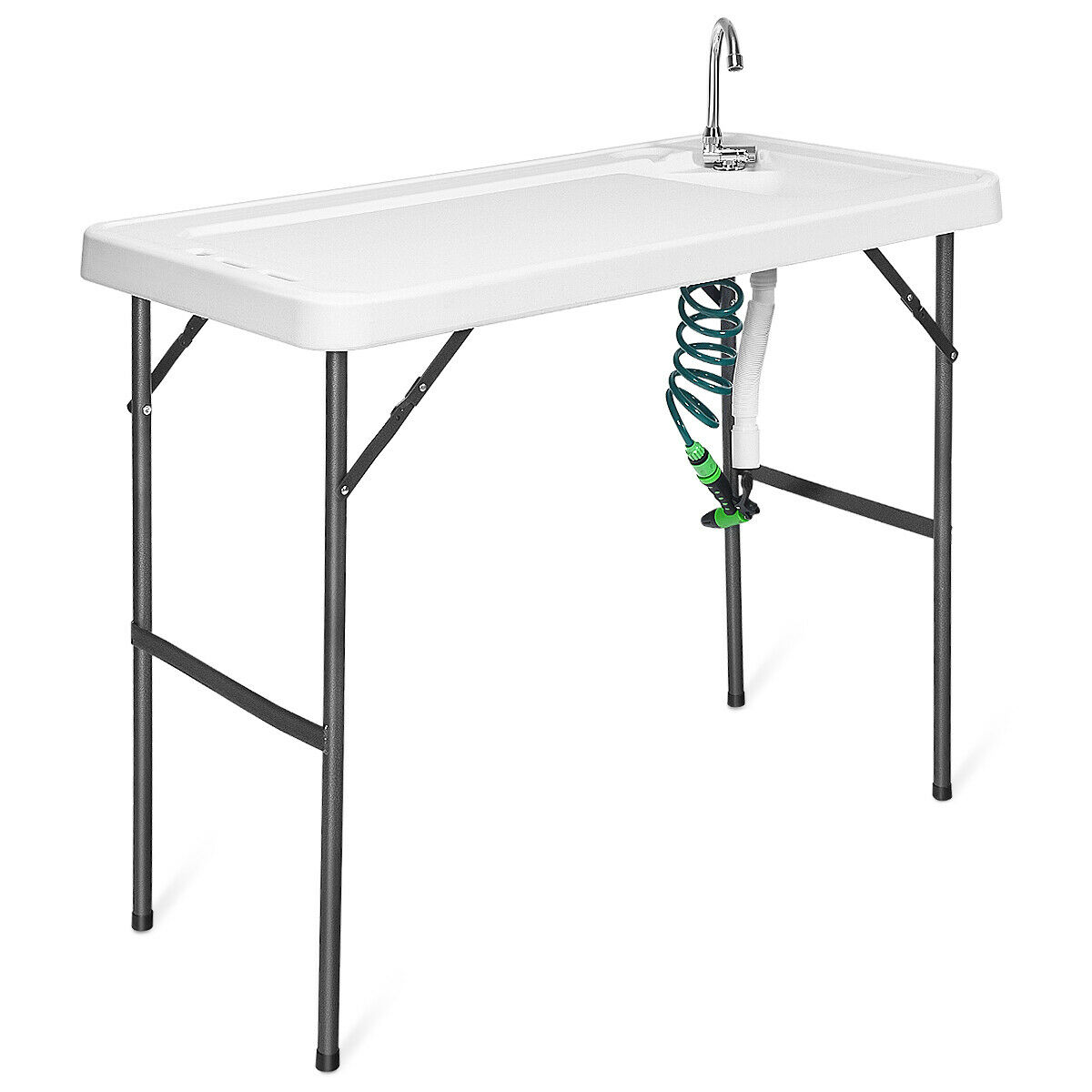 Goplus Folding Fish Table Hunting Cleaning Cutting Camping Sink Faucet W Sprayer New