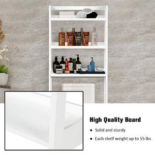 Costway 3 Shelf Over The Toilet Storage Rack Bathroom Shelf Organizer Space Saver White