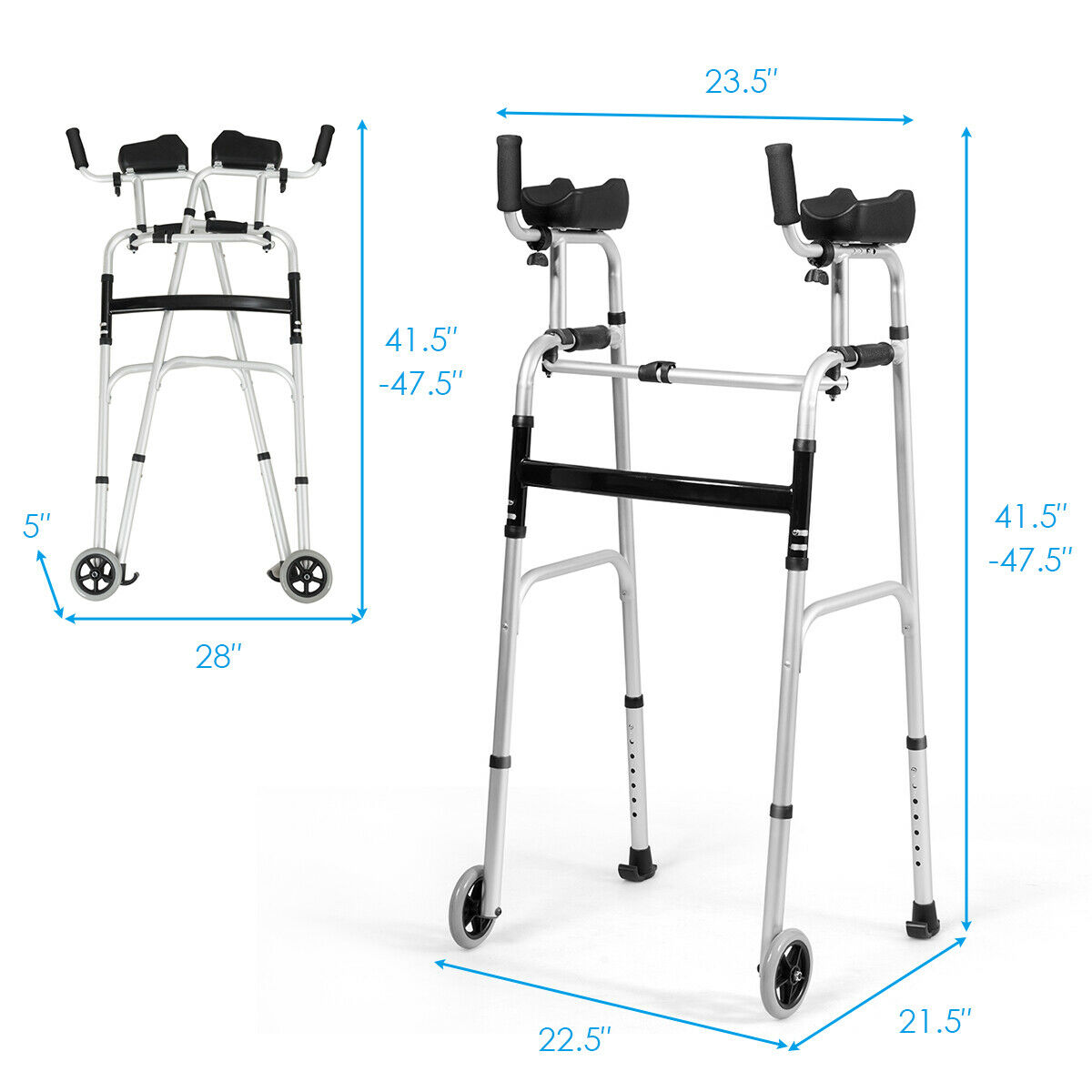 folding walking frame with wheels