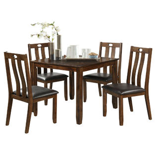 Costway 5 Piece Wood Dining Table Set Square Table With 4 Upholstered Seat Chairs