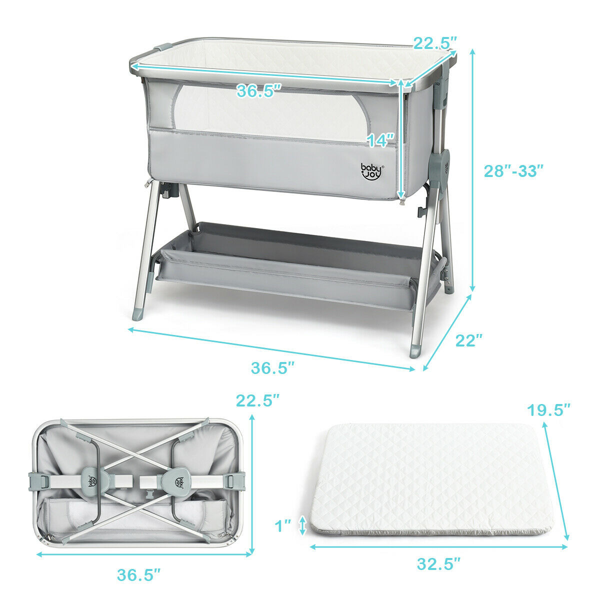 costway bedside sleeping crib