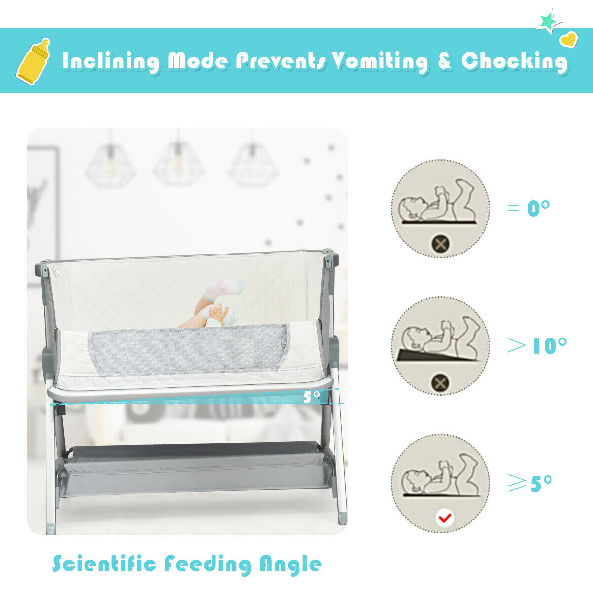 costway bedside sleeping crib