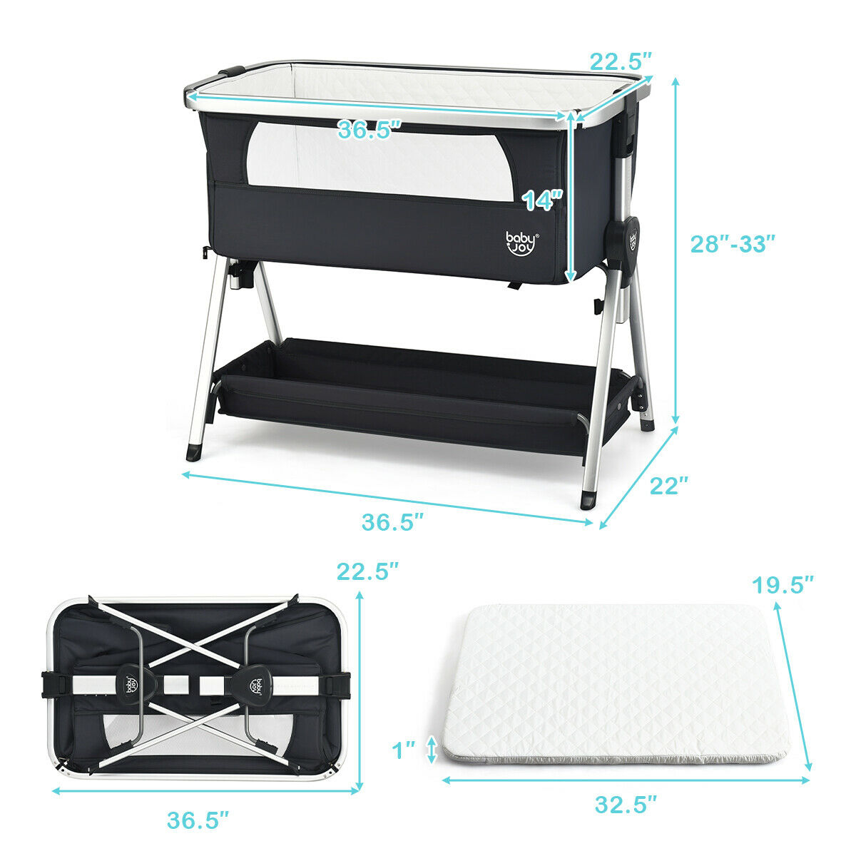 costway bedside sleeping crib