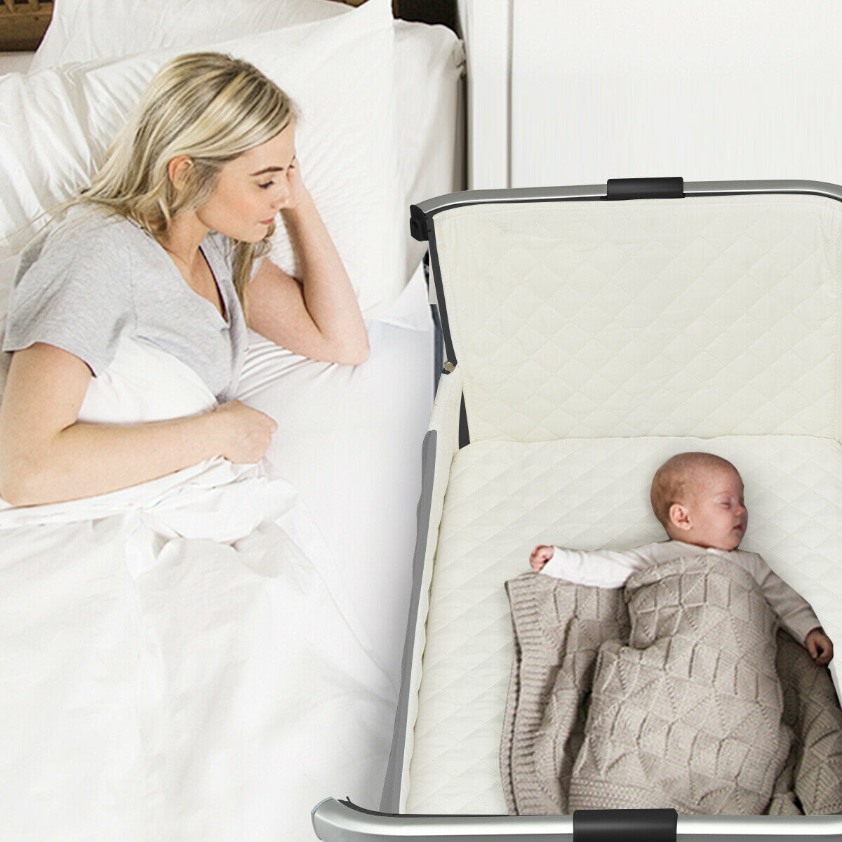 costway bedside sleeping crib