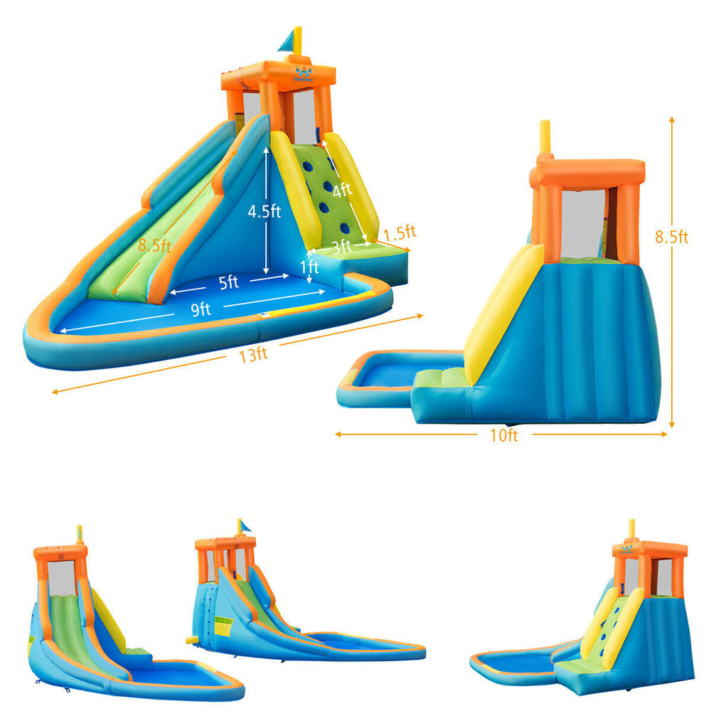 Costway Inflatable Water Slide Kids Bounce House Castle Splash Water Pool Without Blower