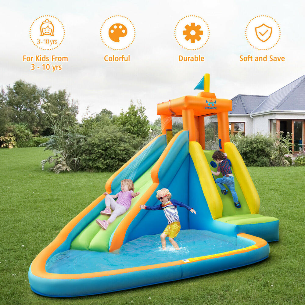 Costway Inflatable Water Slide Kids Bounce House Castle Splash Water Pool Without Blower