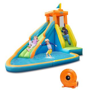 Costway Inflatable Water Slide Kids Bounce House Castle Splash Water Pool W 740w Blower