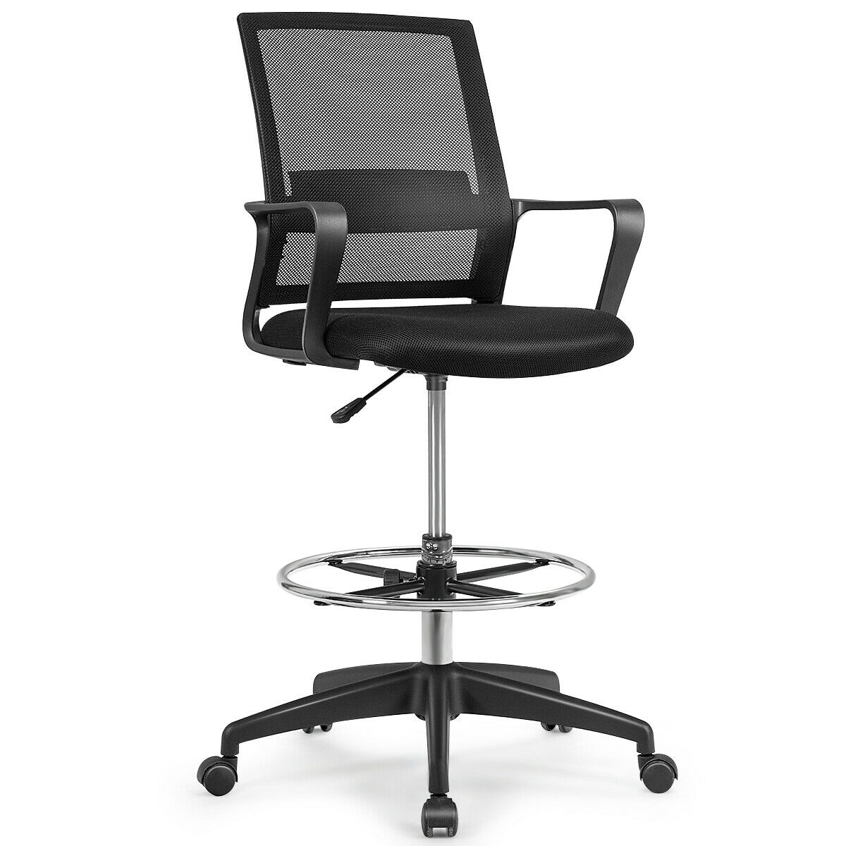 Costway Drafting Chair Tall Office Chair For Standing Desk Adjustable Height W Footrest