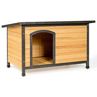 Costway Wood Dog House Extreme Weather Resistant Pet Log Cabin Home ...