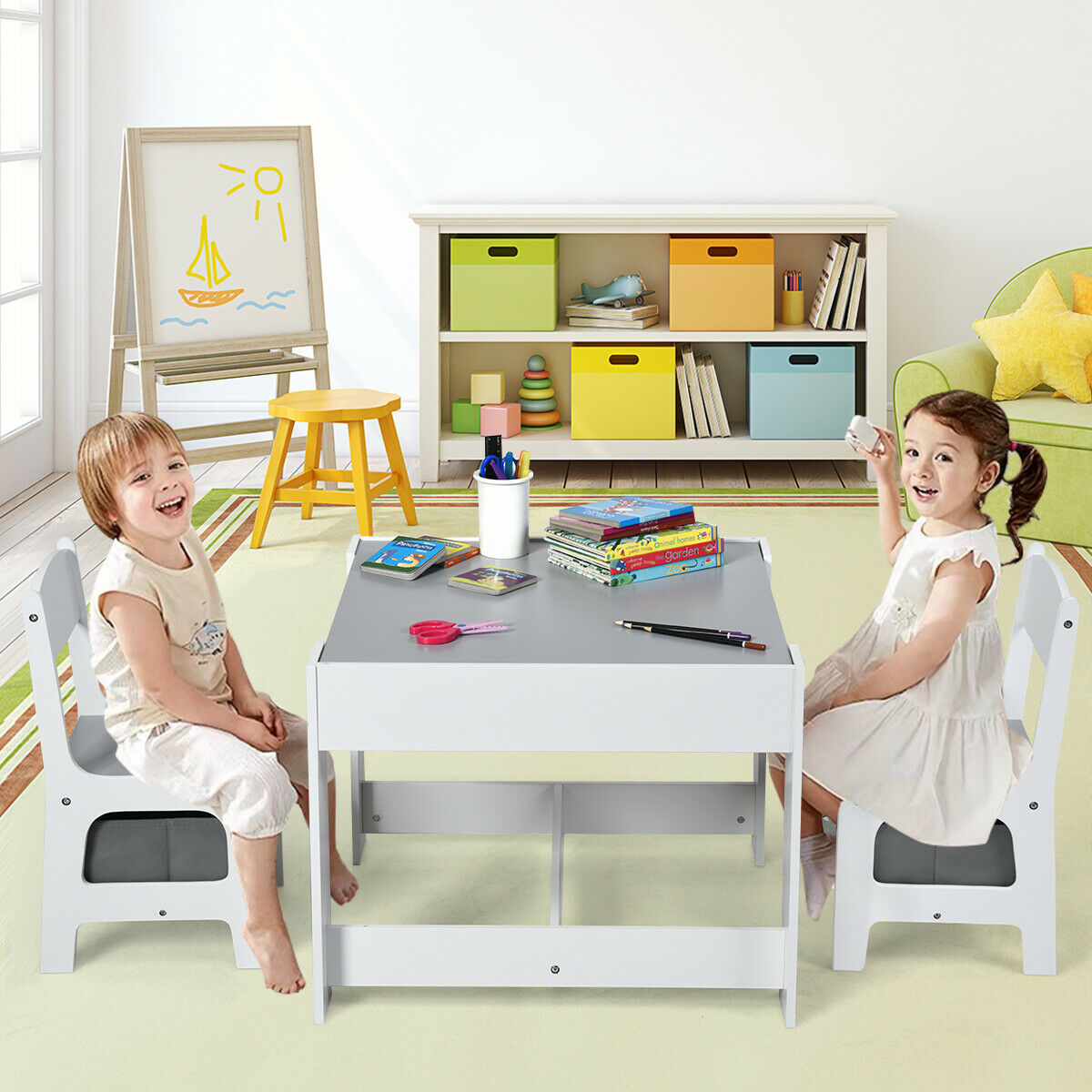 table with storage for kids