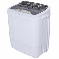 Costway Mini Compact Twin Tub Washing Machine Washer 13lbs Spin Spinner Black &White New