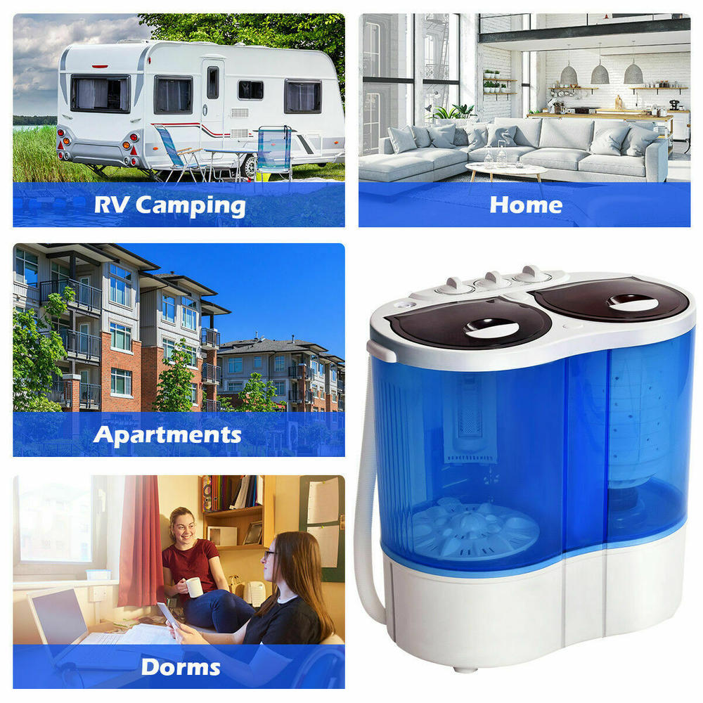 Costway EP24711 Mini Portable Washing Machine Twin Tub 16lbs Compact