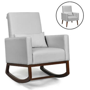 Costway 2 In 1 Fabric Upholstered Rocking Chair Nursery Armchair With Pillow Light Grey $179.99 white slat child rocking chair. sears