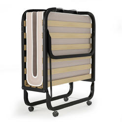 Costway Folding Bed w/Memory Foam Mattress Rollaway Metal Bed Sleeper Made in Italy