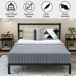 Costway Queen Size Metal Bed Platform, Bed Frame For Heavy Mattress