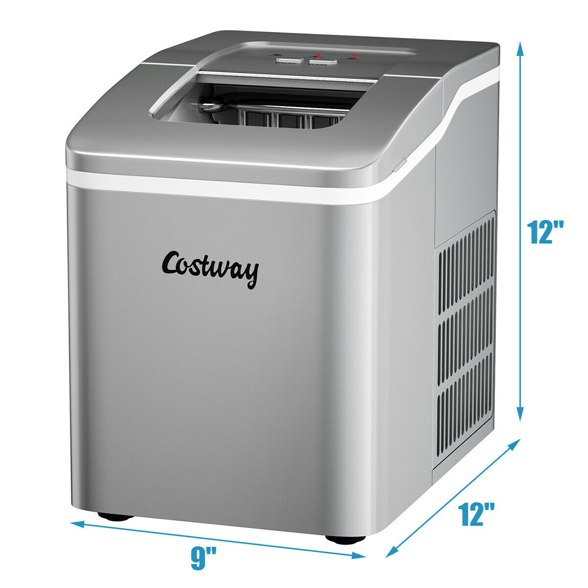 Costway Portable Ice Maker Machine Countertop 26Lbs/24H Self-cleaning w/ Scoop Silver