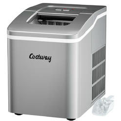 Costway Portable Ice Maker Machine Countertop 26Lbs/24H Self-cleaning w/ Scoop Silver