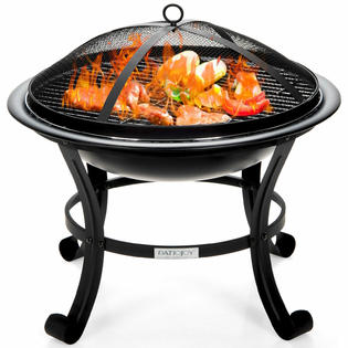Patiojoy OP70548 22” Steel Outdoor Fire Pit Bowl BBQ Grill W/ Wood