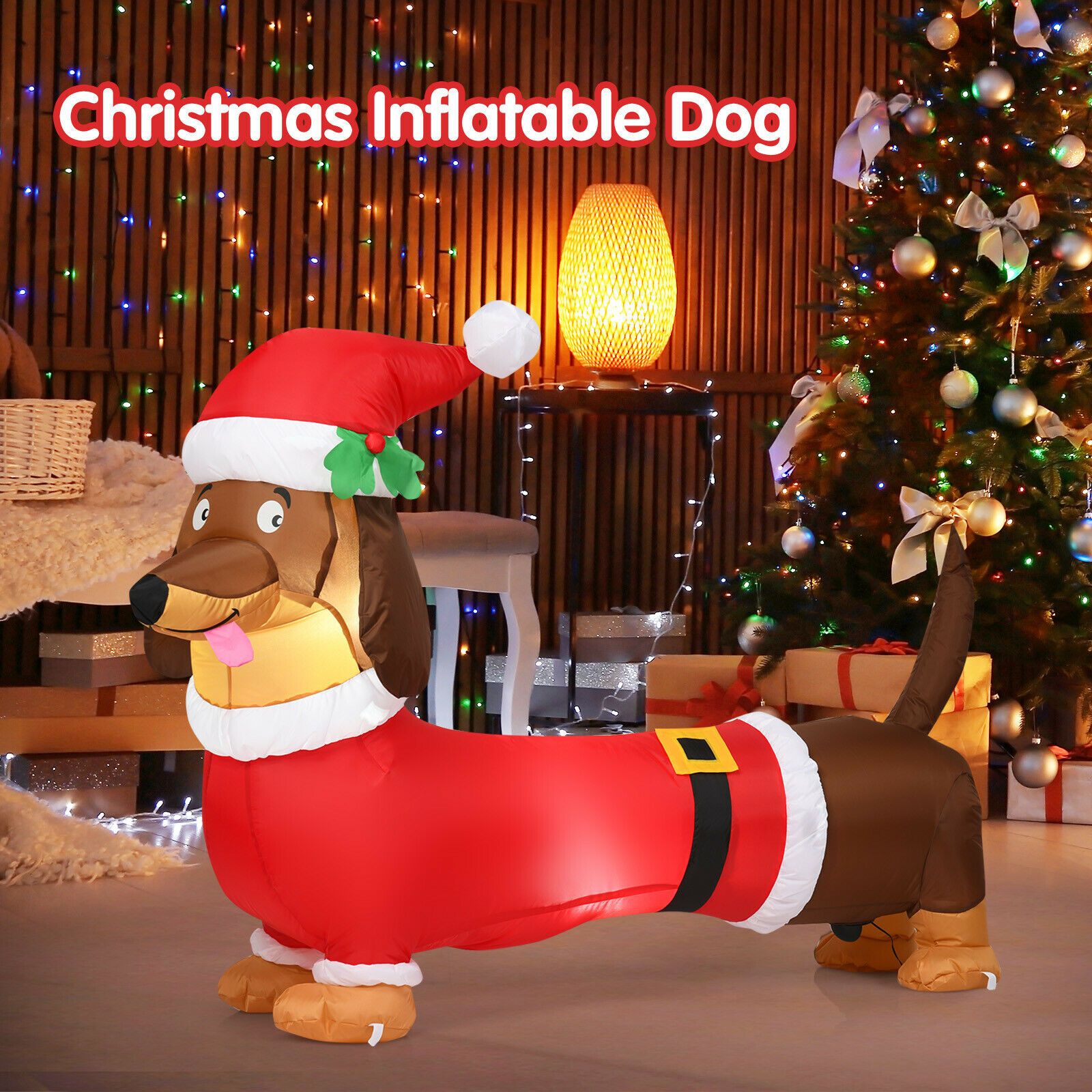 Lighted Outdoor Christmas Dog Decoration