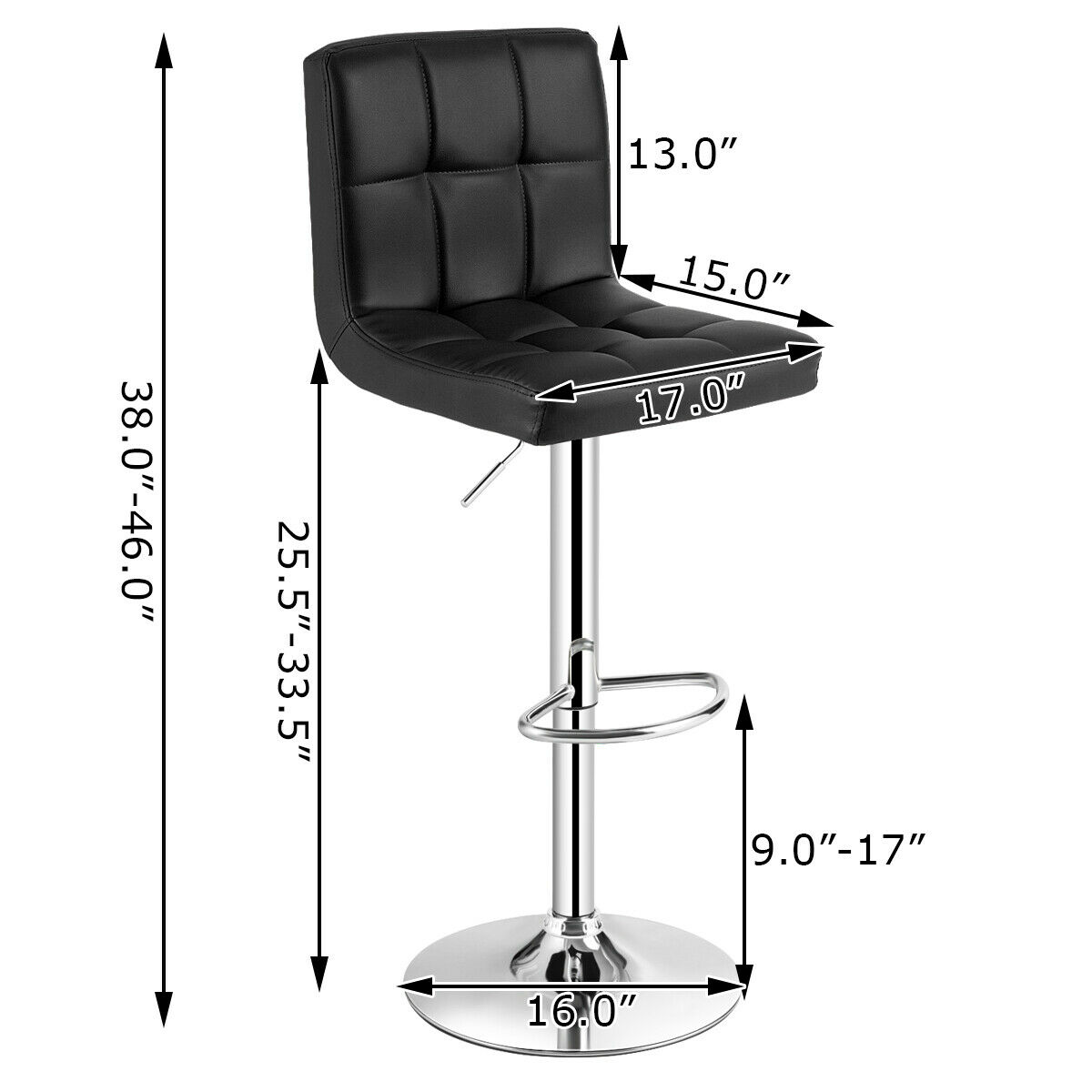 Costway Adjustable Swivel Bar Stool, Counter Height Bar Stools Without Back