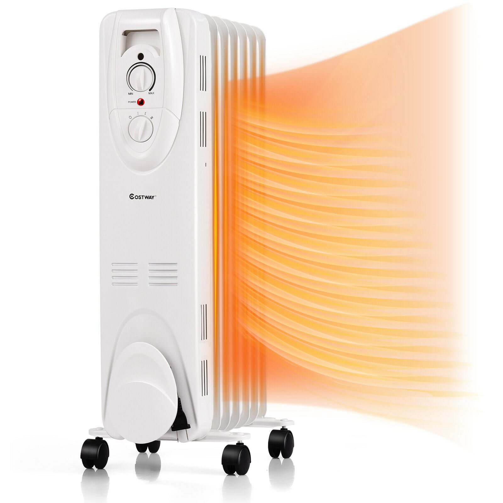 Costway EP24687US 1500W Oil Filled Heater Portable Radiator Space Heater w/  Adjustable Thermostat