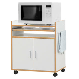 Costway Rolling Kitchen Trolley Microwave Cart Storage Cabinet W Removable Shelf