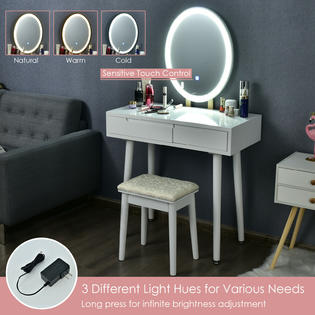 Costway Vanity Makeup Table Touch, Vanity Makeup Table Set With 3 Modes Touch Screen