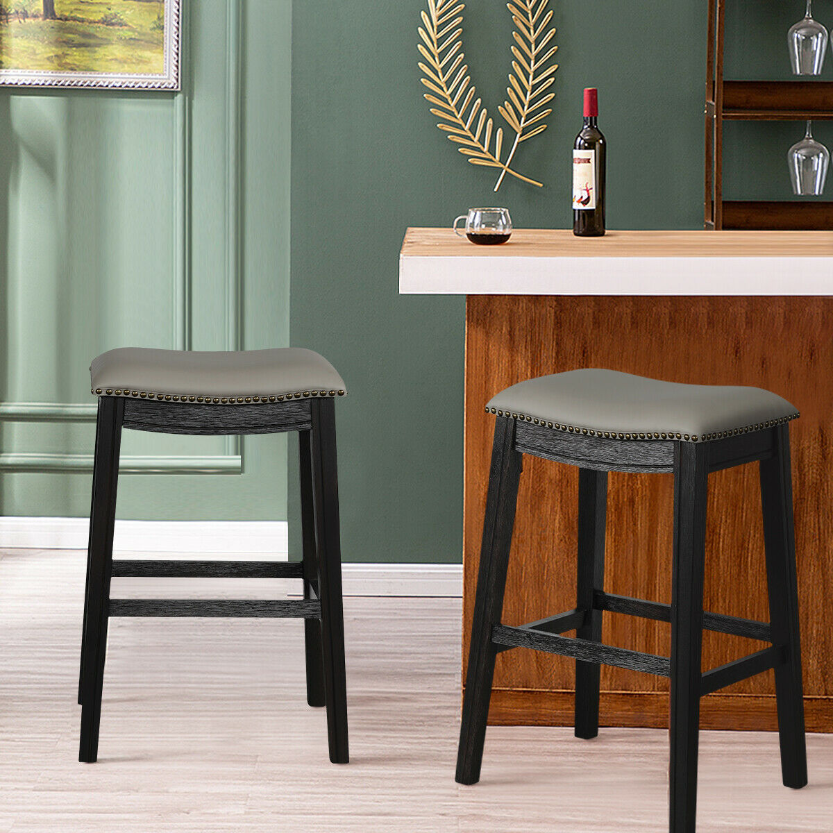 Costway Set of 2 Saddle Bar Stool 29