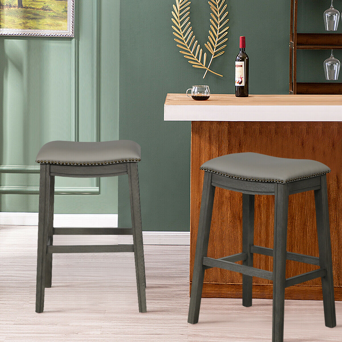 Costway Set of 2 Saddle Bar Stool 29