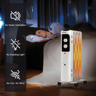 Costway EP24919US-WH 1500W Oil Filled Heater Portable Radiator Space Heater  w/ Adjustable Thermostat