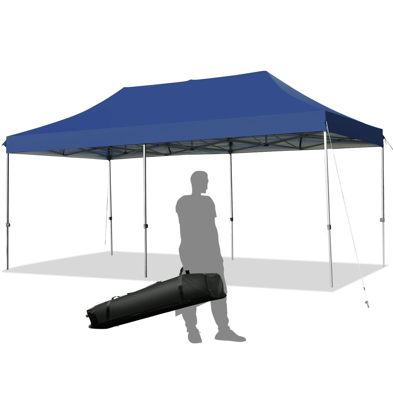 Goplus NP10417BL 10'x20' Pop up Canopy Tent Folding Heavy Duty Sun Shelter  Adjustable W/Bag Blue