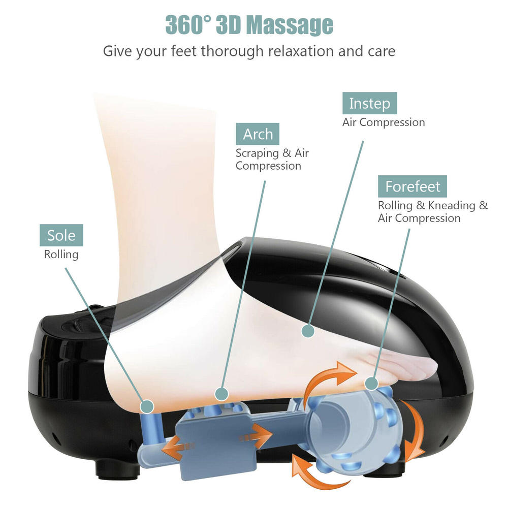 Costway Shiatsu Foot Massager w/Heat Kneading Rolling Scraping Air Compression