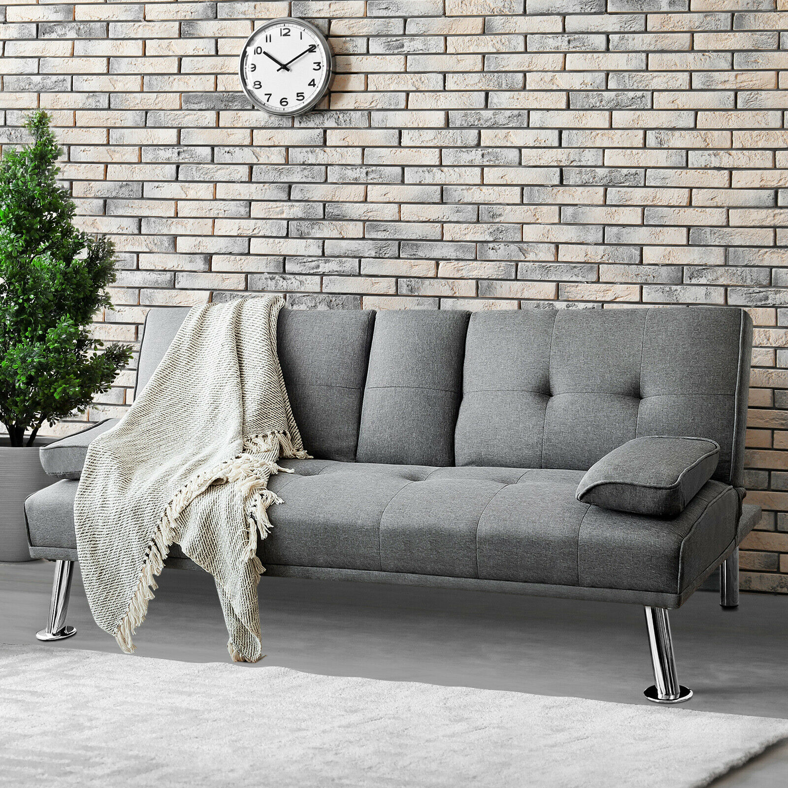 Julia Convertible Futon Sofa Bed With Drink Holder