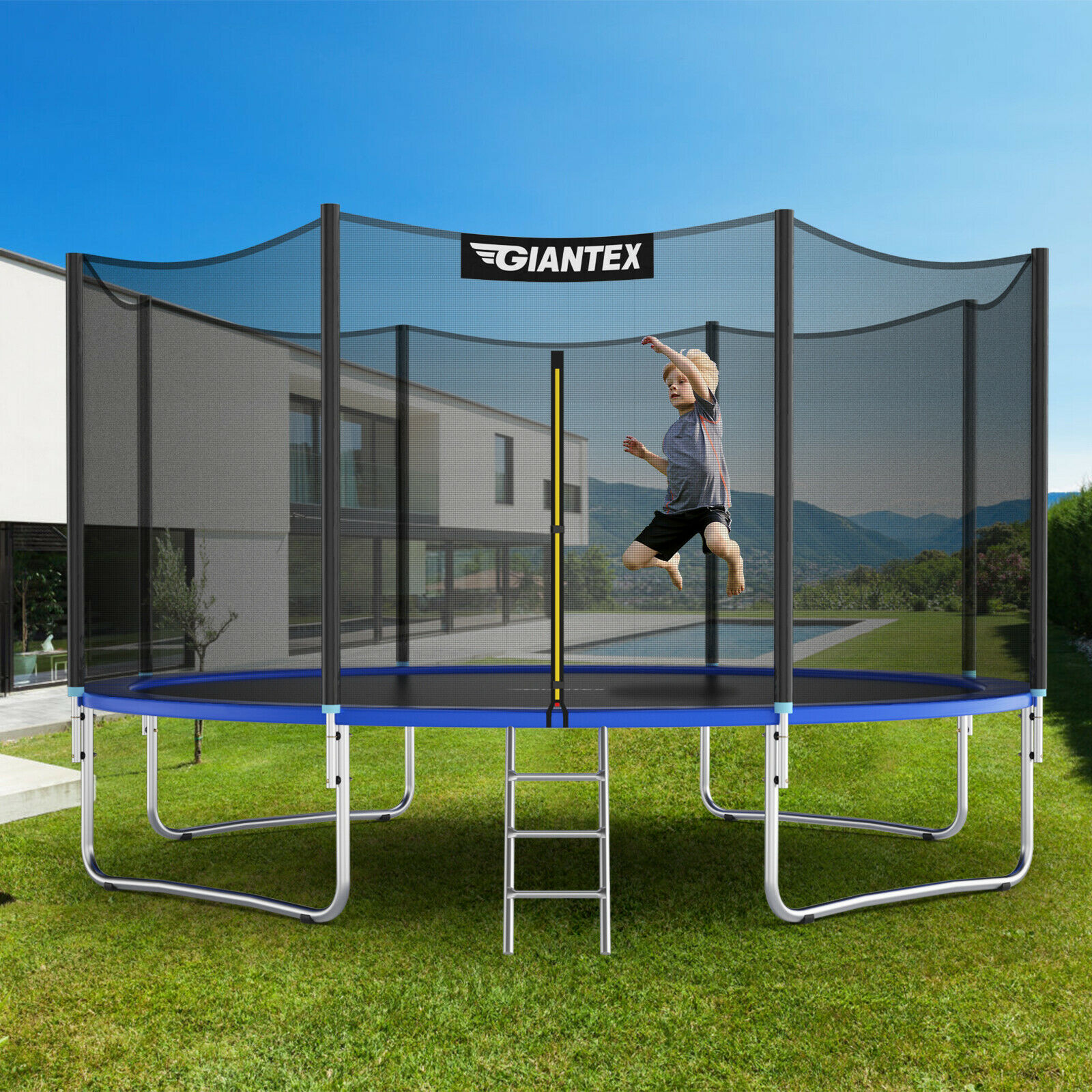 Giantex 14 FT Trampoline Combo Bounce Jump Safety Enclosure Net W/ Spring  Pad