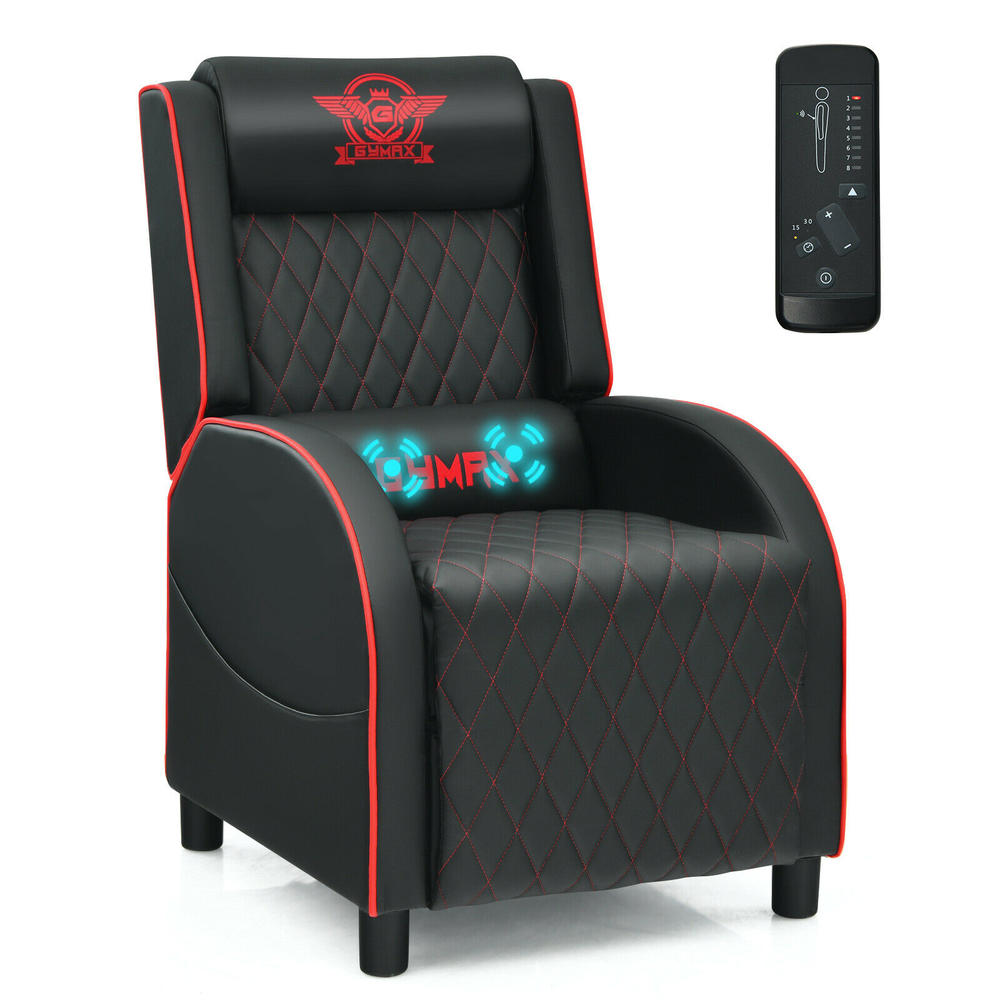 Costway Massage Gaming Recliner Chair Leather Single Sofa Home Theater Seat Red