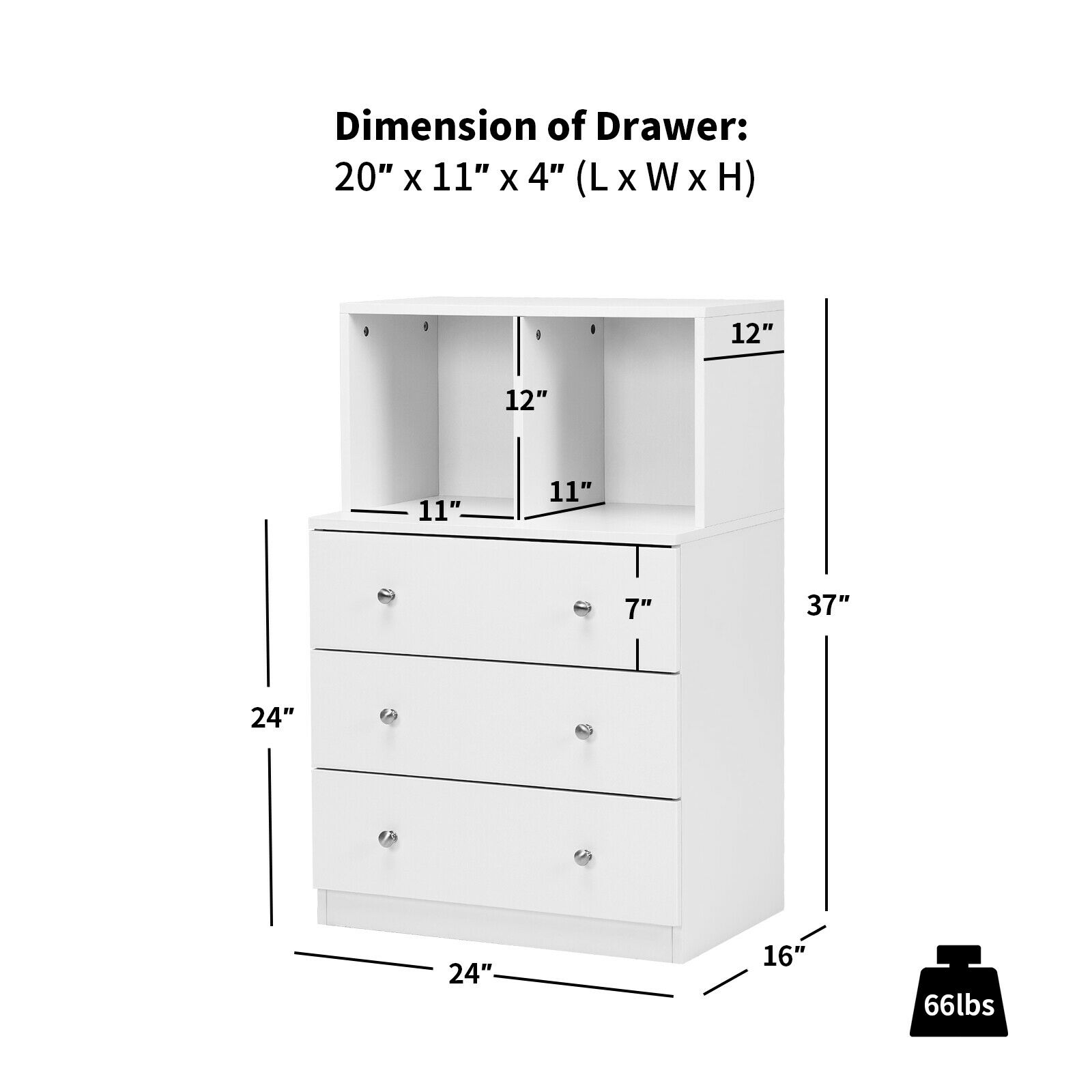 Drawer Dresser W Cubbies Storage Chest, 3 Drawer Dresser With Cubbies