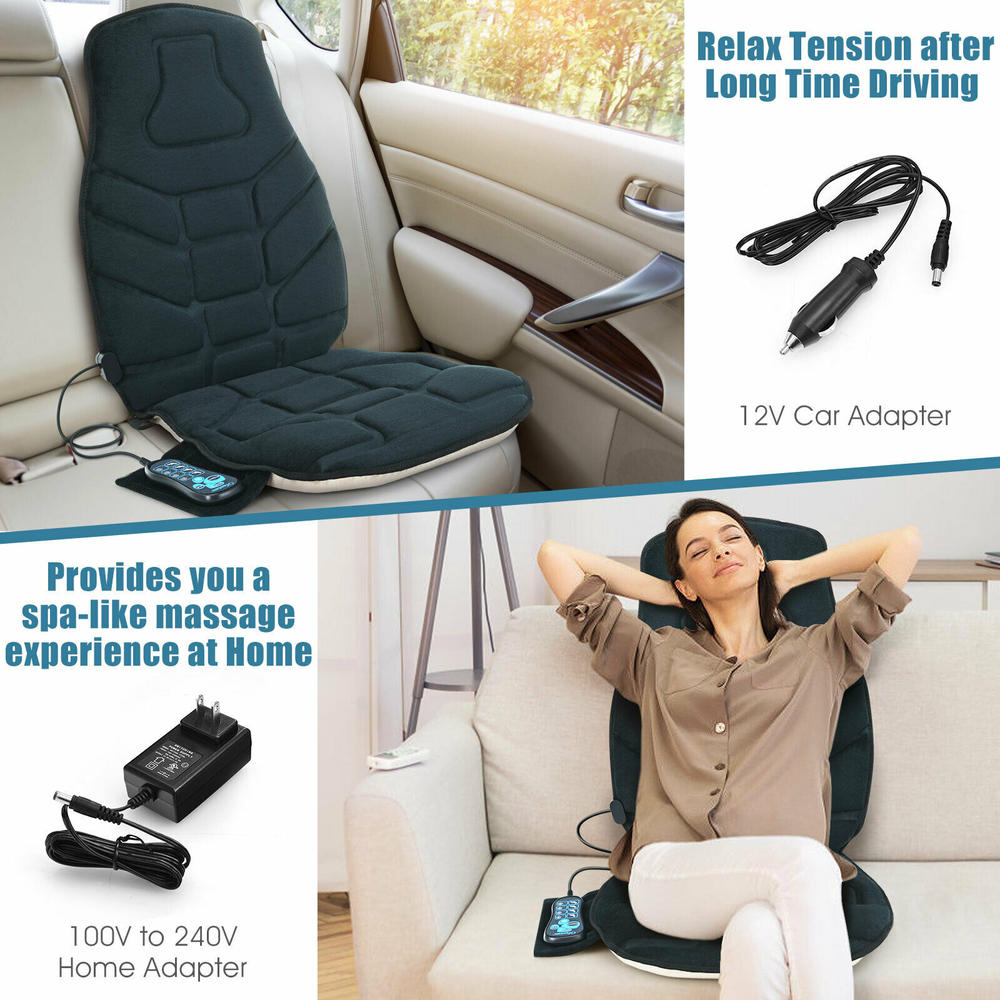 Gorelax Massage Seat Cushion Back Massager w/ Heat & 6 Vibration Motors for Home