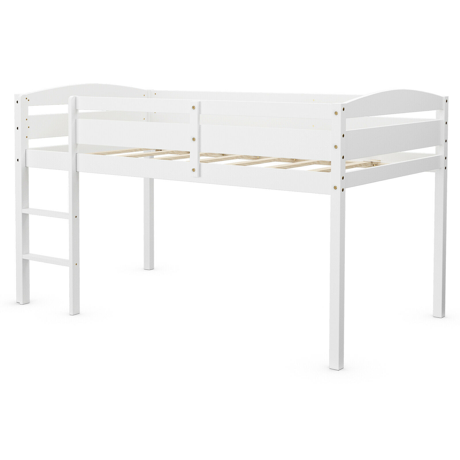 Giantex Twin Low Loft Bunk Junior Bed, Wooden Guard Rail For Twin Bed