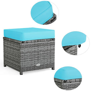 Patiojoy HW67190ATU 7 PCS Patio Rattan Dining Set Sectional Sofa Couch