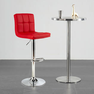 Costway 4 PCS Adjustable Bar Stools PU Swivel Kitchen Counter Pub Chair Red
